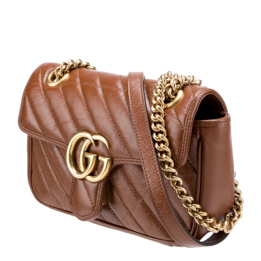 Gucci Mini Marmont Matelasse Shoulder Bag Brown - Picture 3 of 6